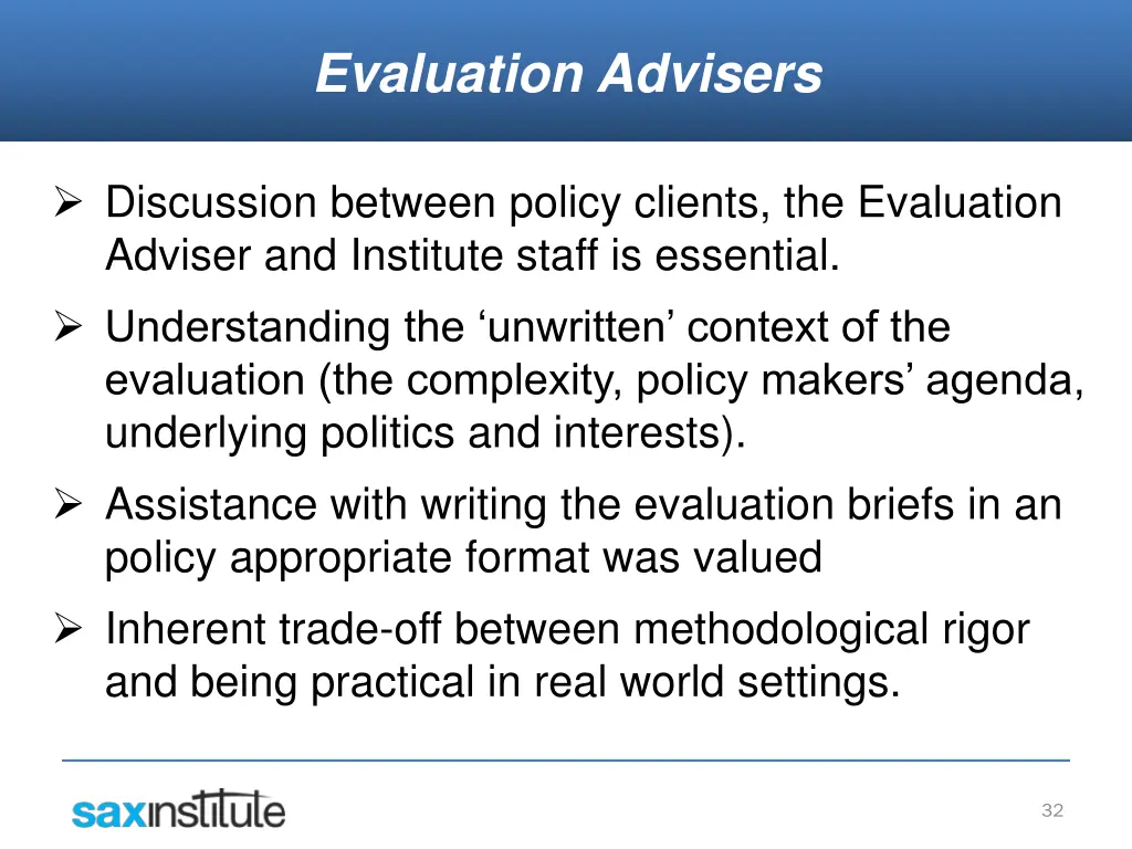 evaluation advisers