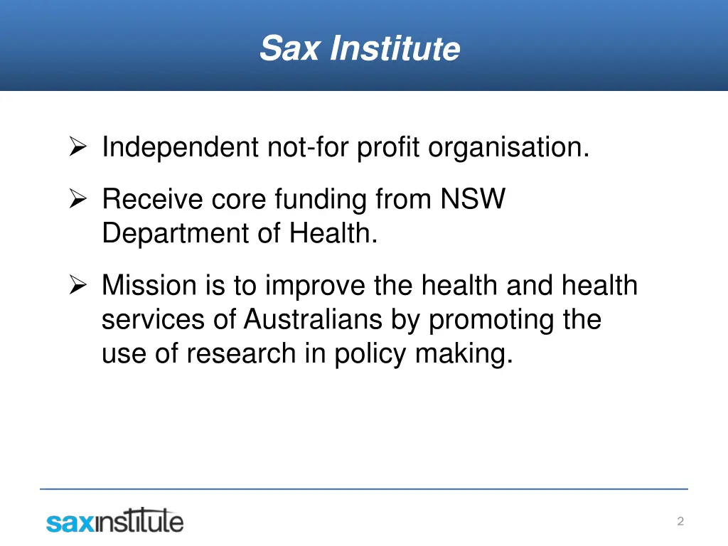 sax instit ute