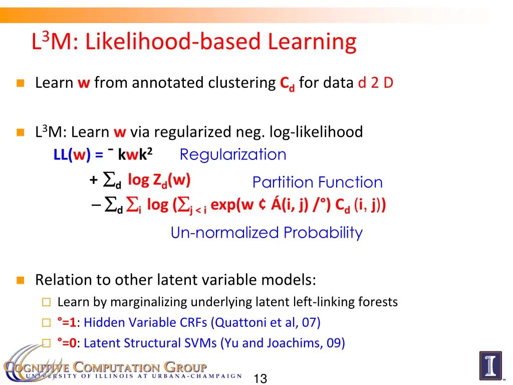 l 3 m likelihood based learning