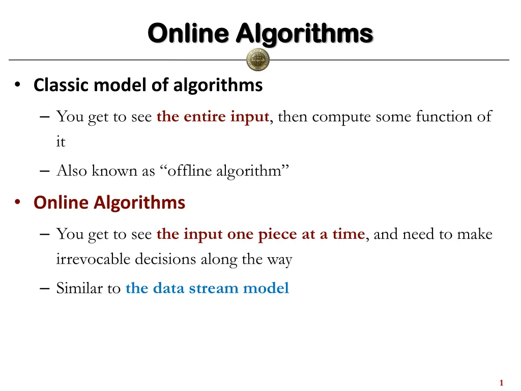 online algorithms online algorithms