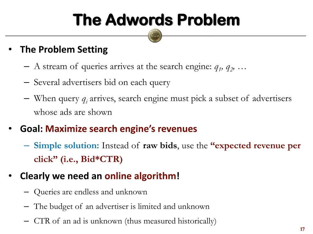 the the adwords adwords problem 1