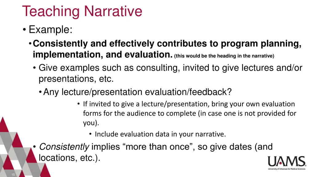 teaching narrative example consistently
