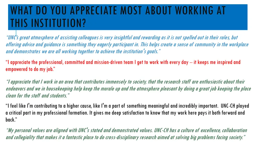 what do you appreciate most about working at this 1