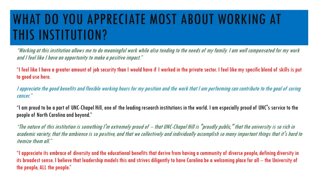 what do you appreciate most about working at this 3