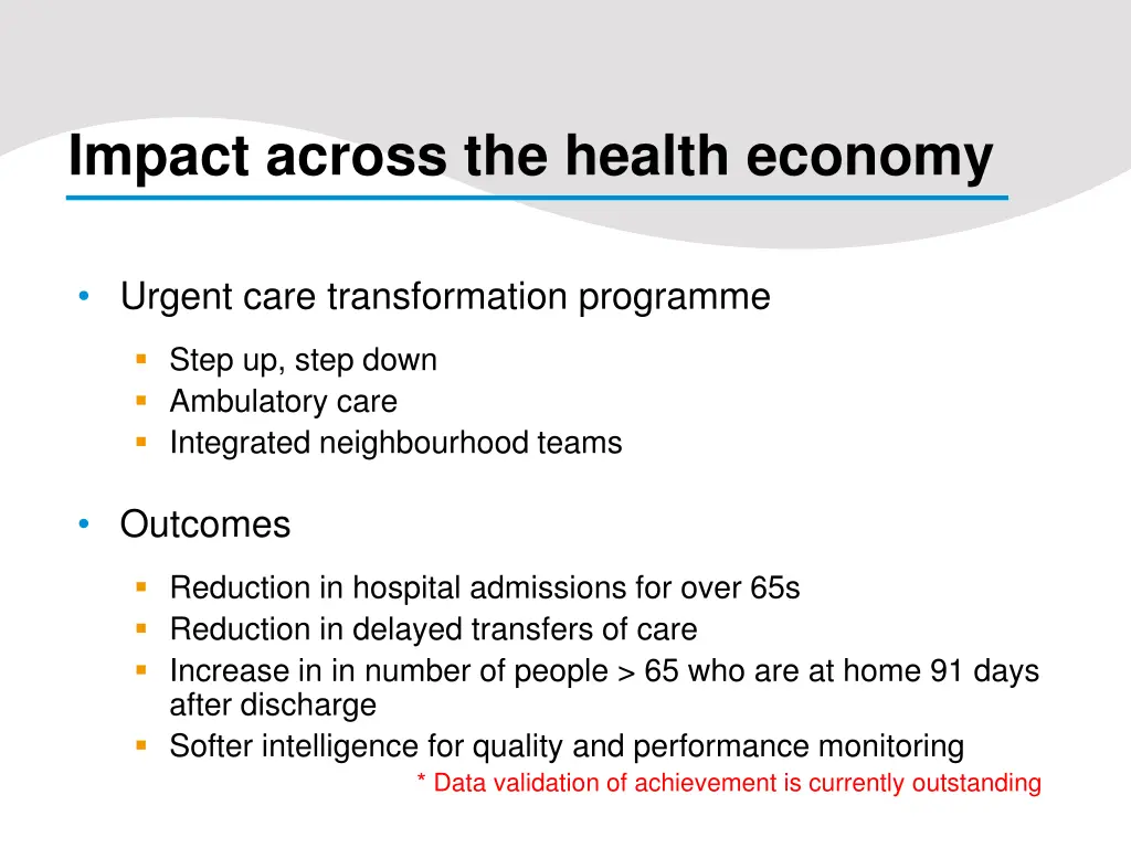 impact across the health economy