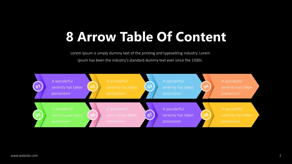 8 arrow table of content