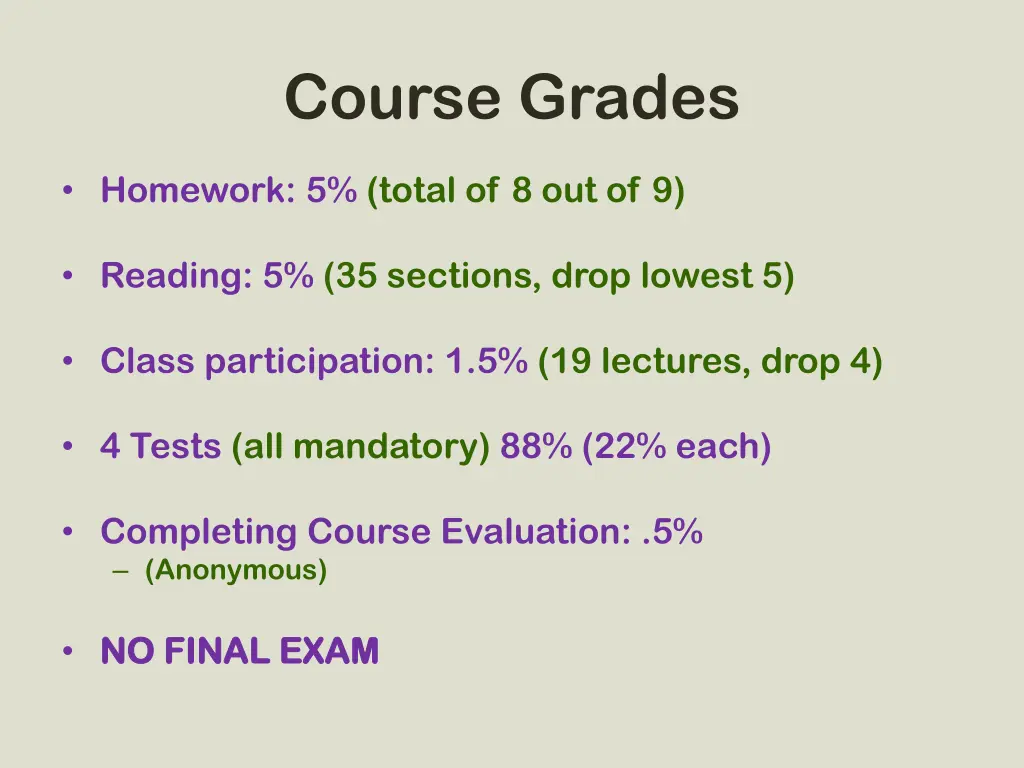course grades