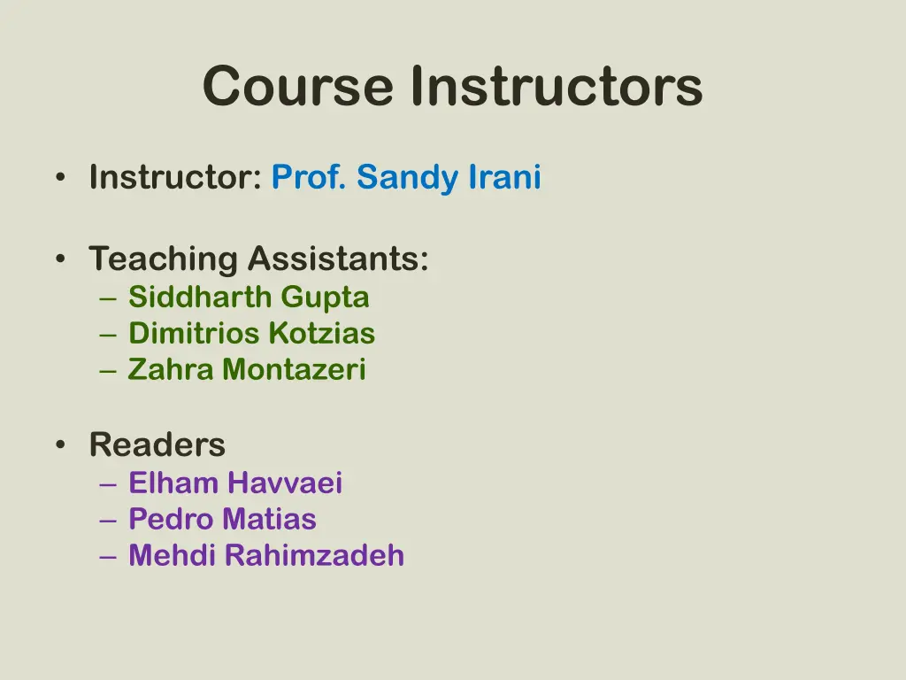 course instructors