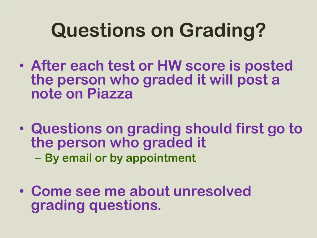 questions on grading