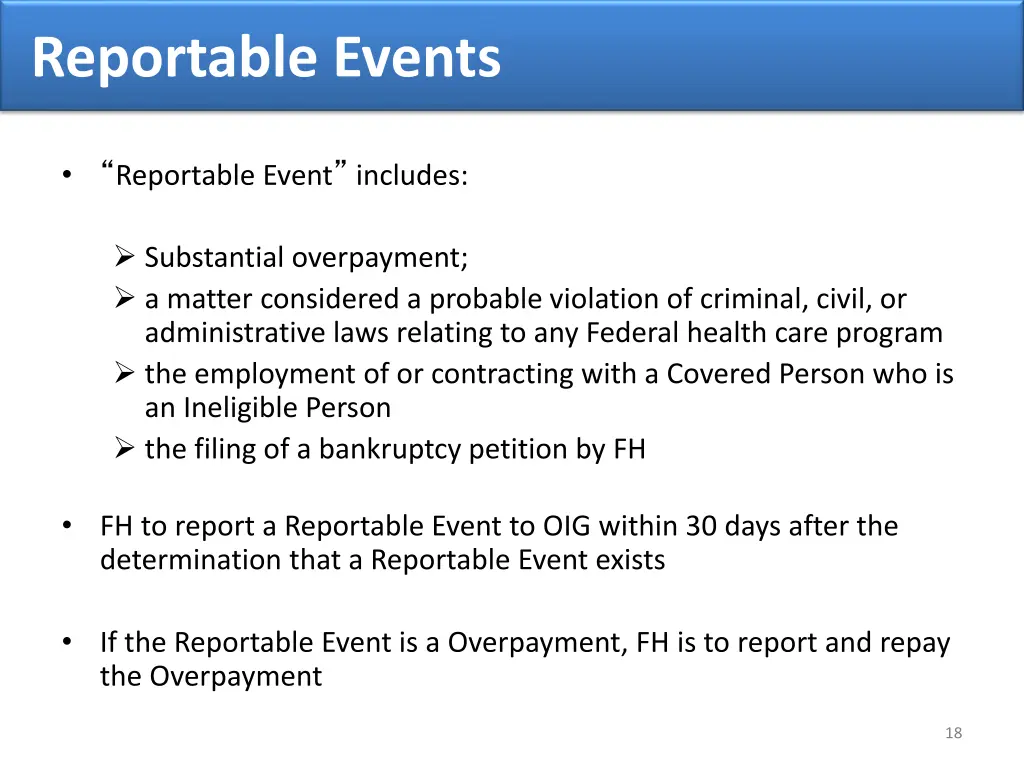 reportable events