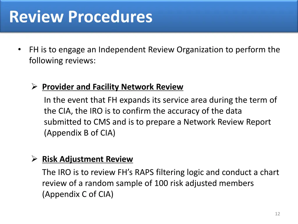 review procedures