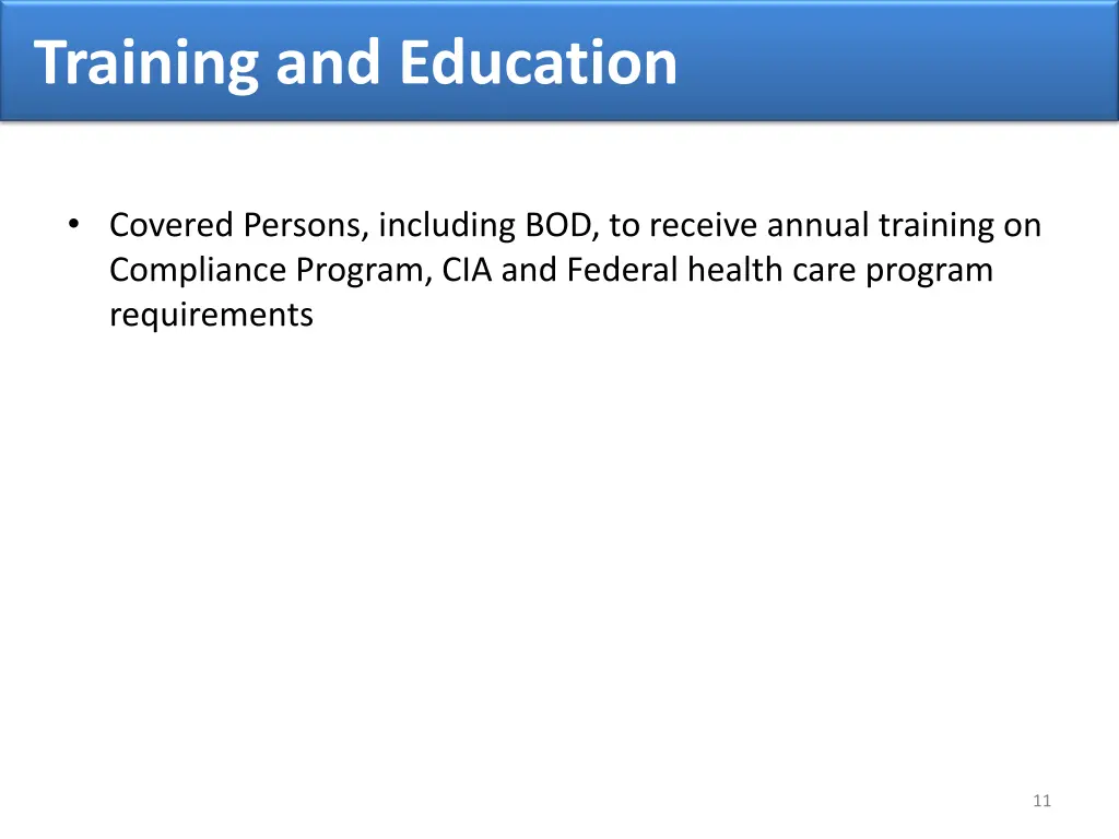 training and education