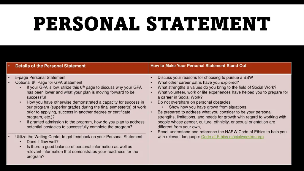 personal statement