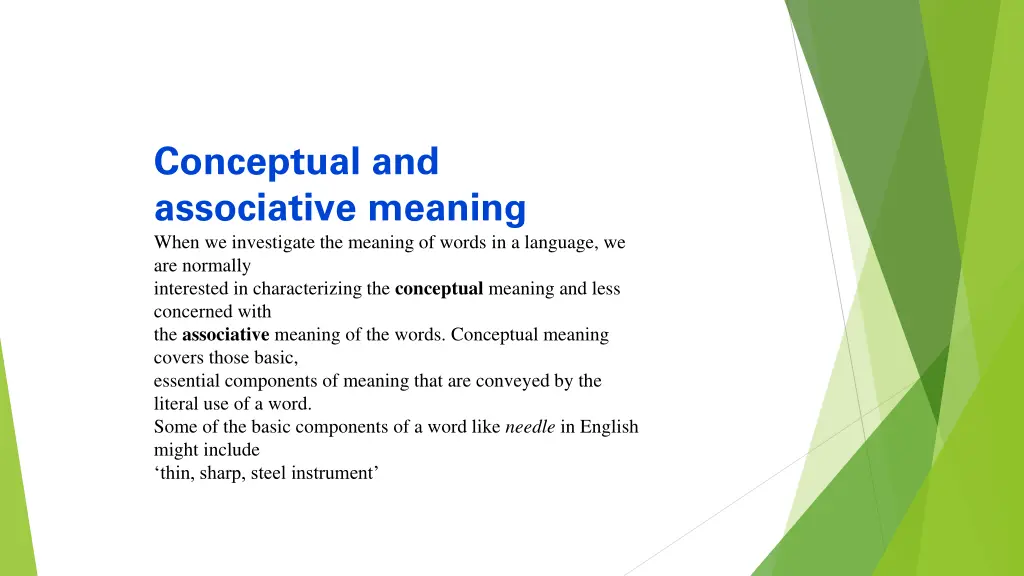 conceptual and associative meaning when