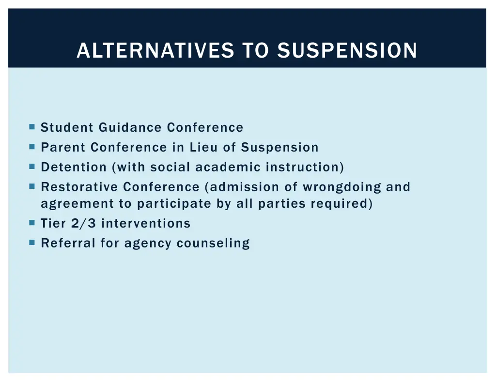 alternatives to suspension