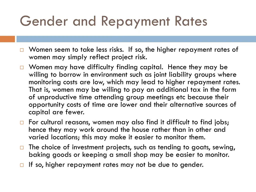 gender and repayment rates 1