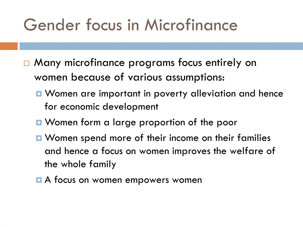 gender focus in microfinance