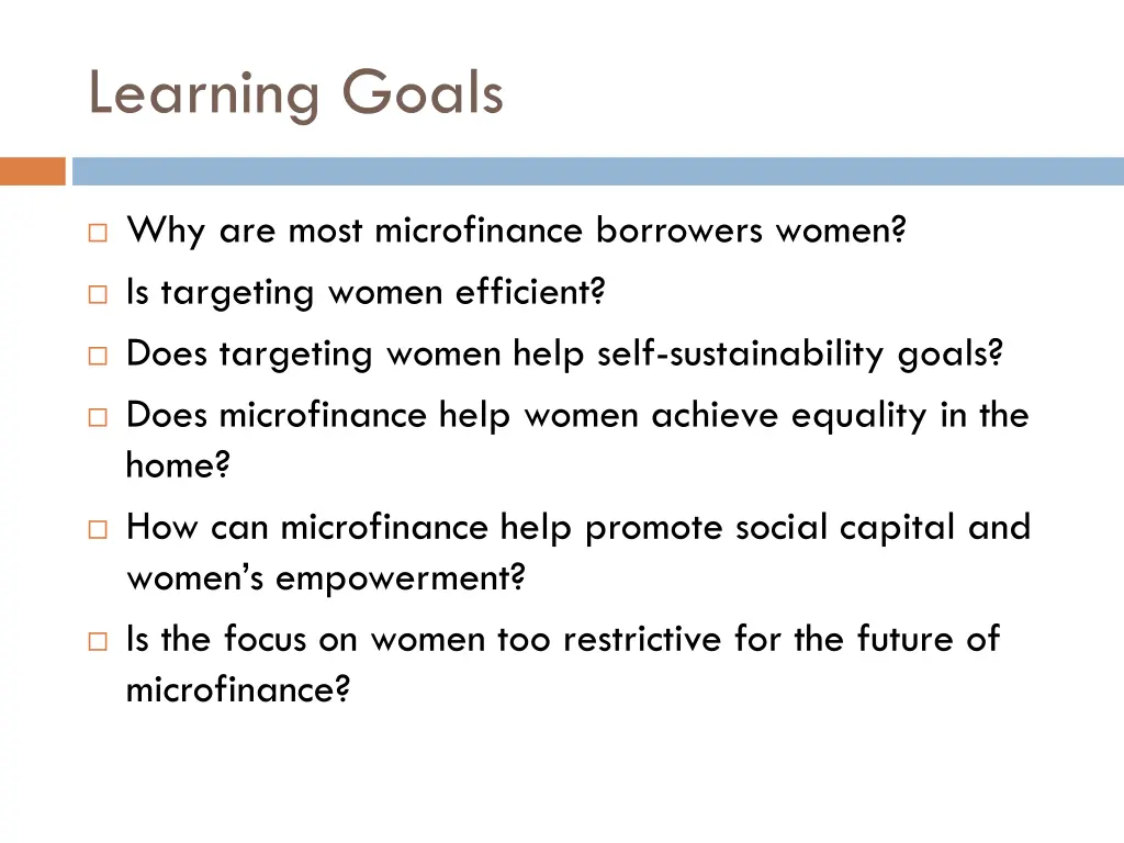 learning goals