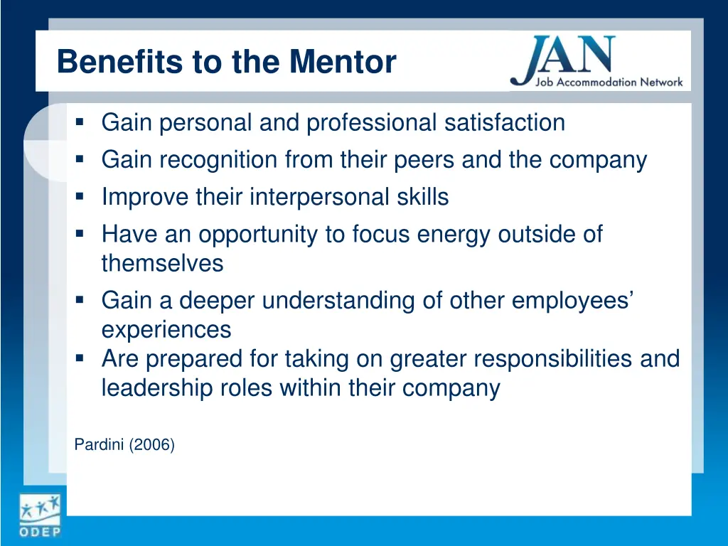 benefits to the mentor
