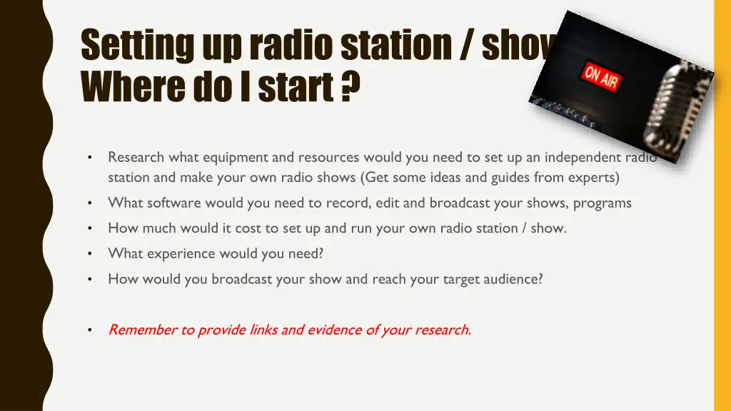setting up radio station show where do i start