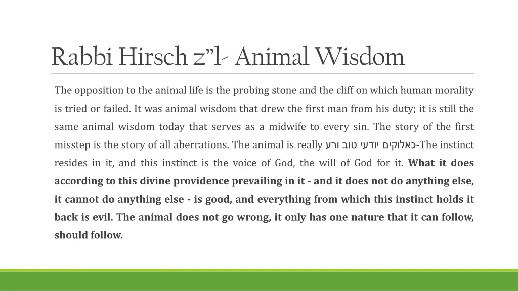 rabbi hirsch z l animal wisdom