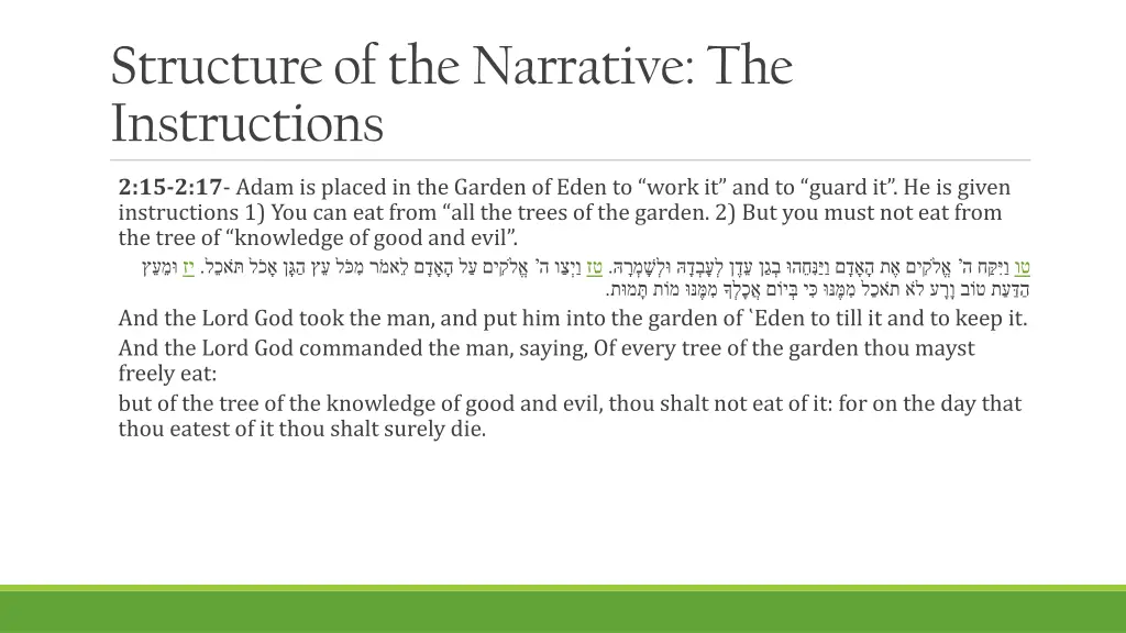 structure of the narrative the instructions