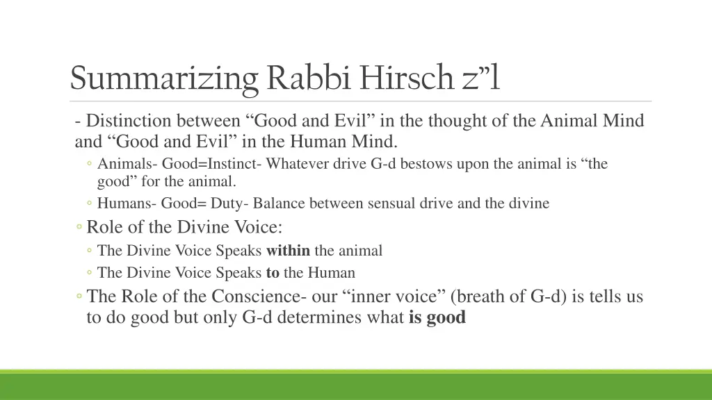 summarizing rabbi hirsch z l