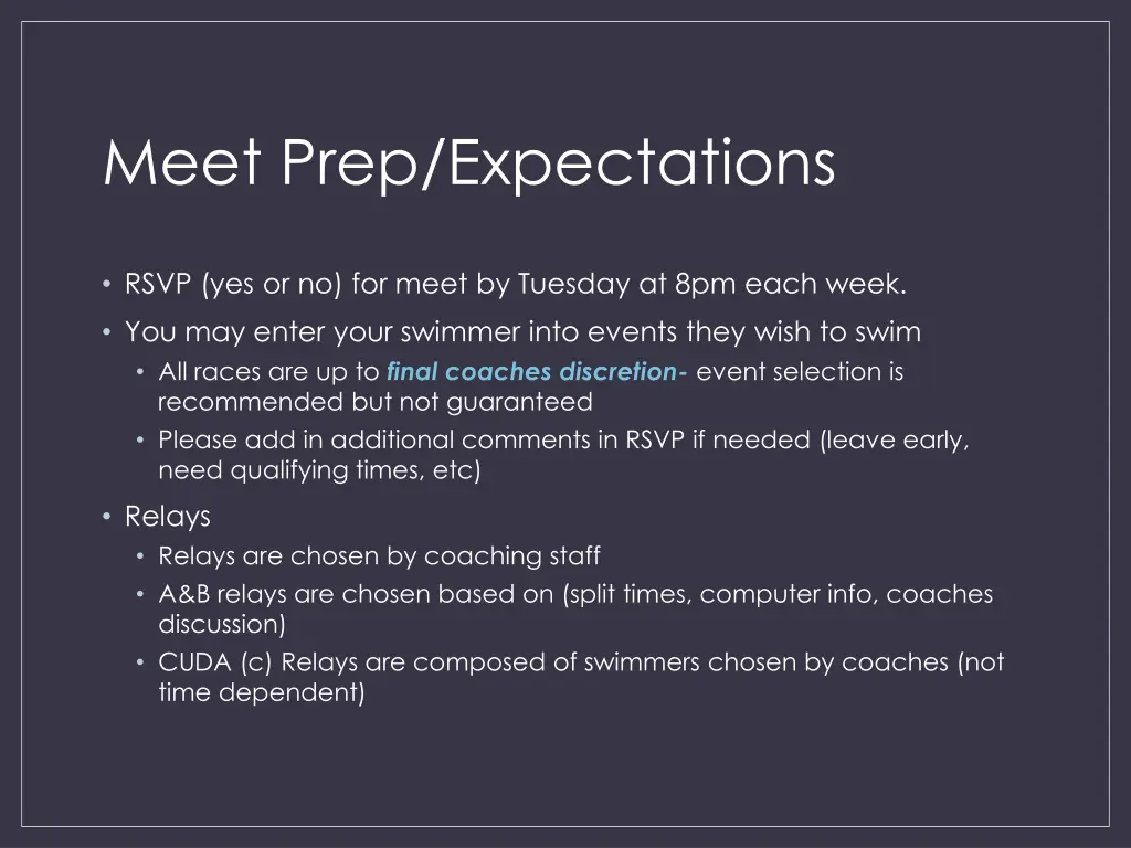 meet prep expectations