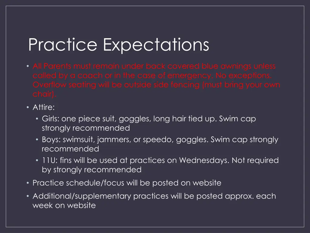 practice expectations