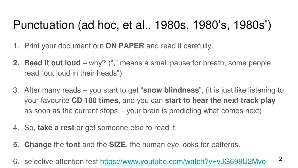 punctuation ad hoc et al 1980s 1980 s 1980s