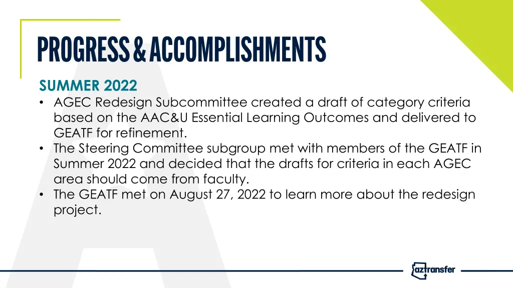 summer 2022 agec redesign subcommittee created