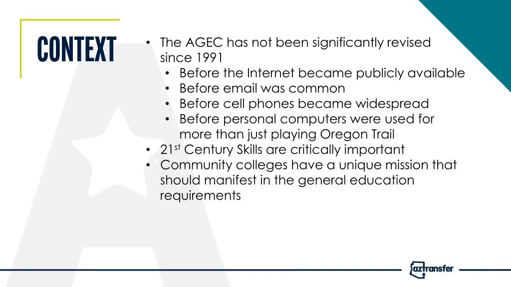 the agec has not been significantly revised since