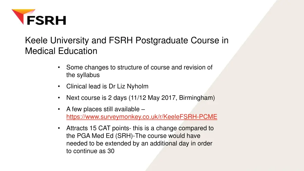 keele university and fsrh postgraduate course