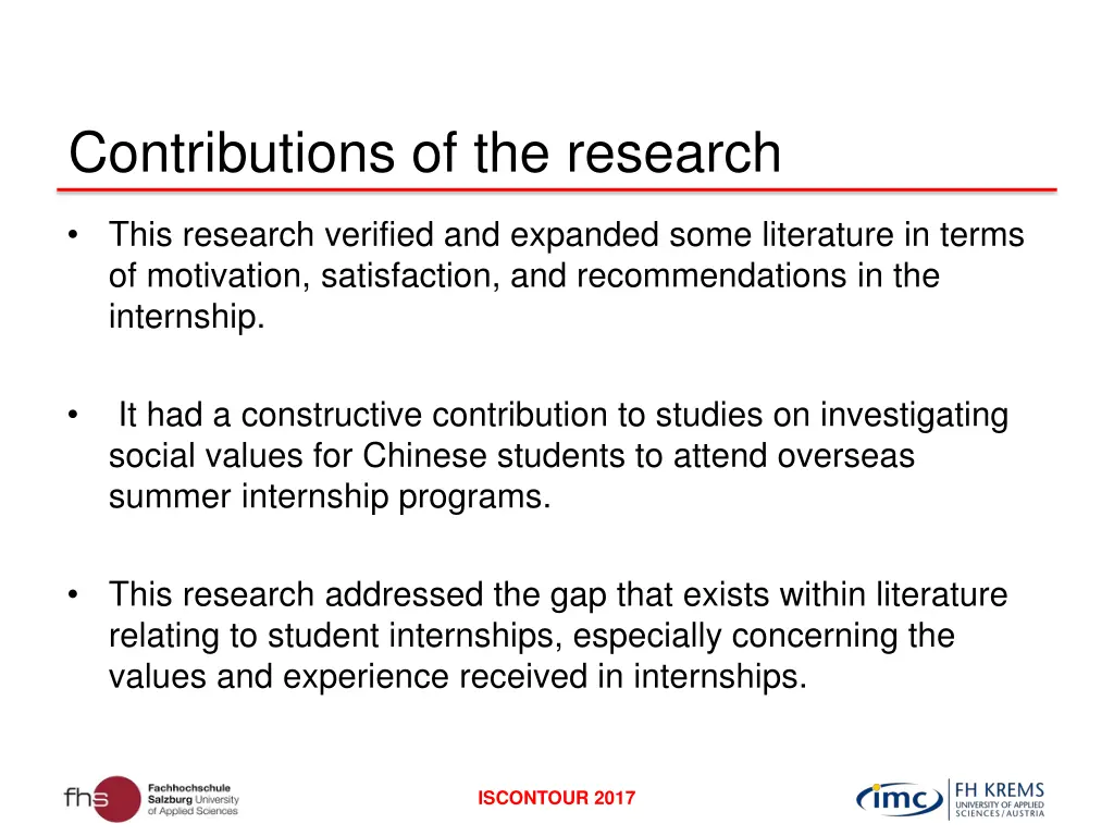 contributions of the research