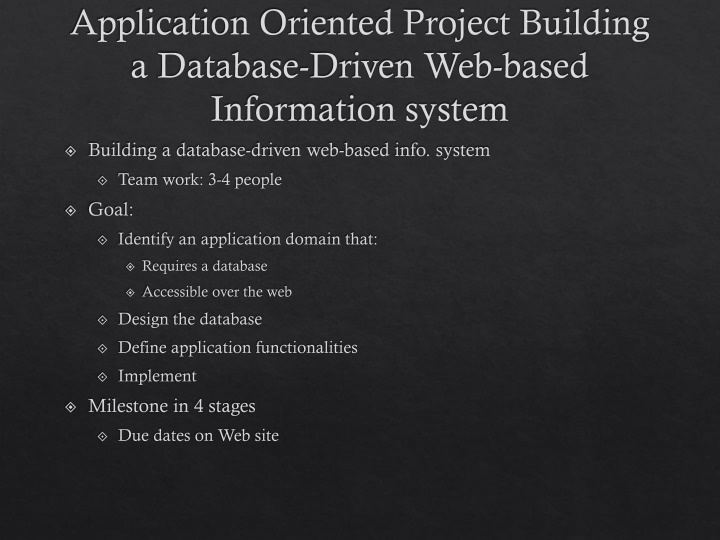 application oriented project building a database