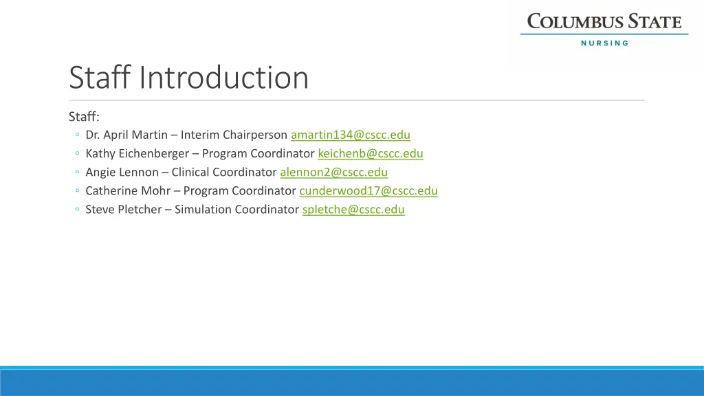 staff introduction