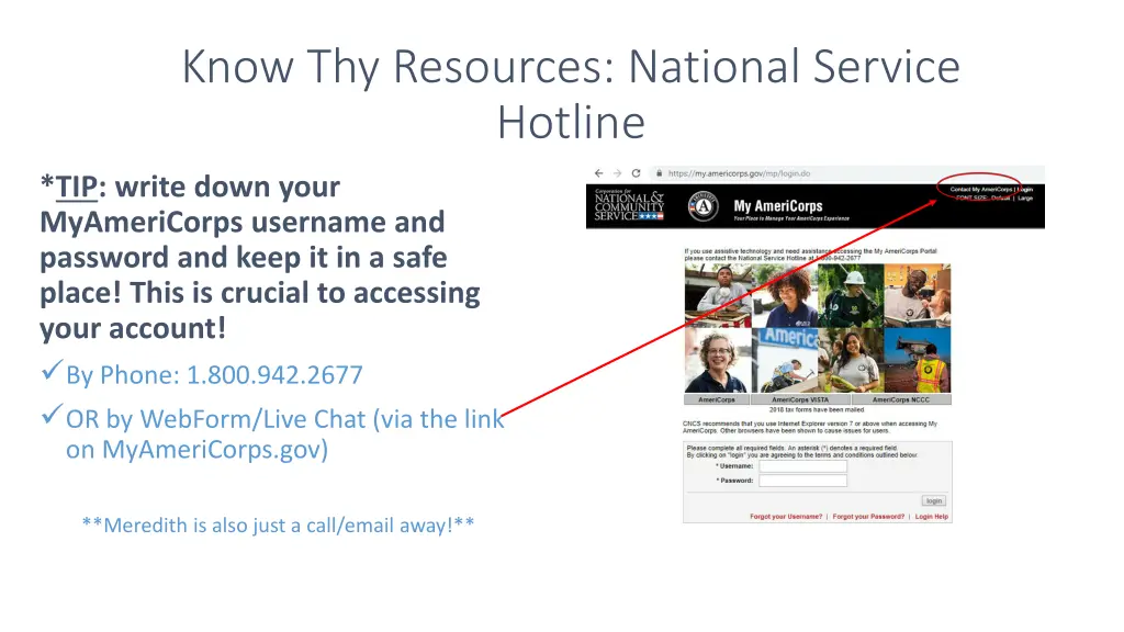 know thy resources national service hotline