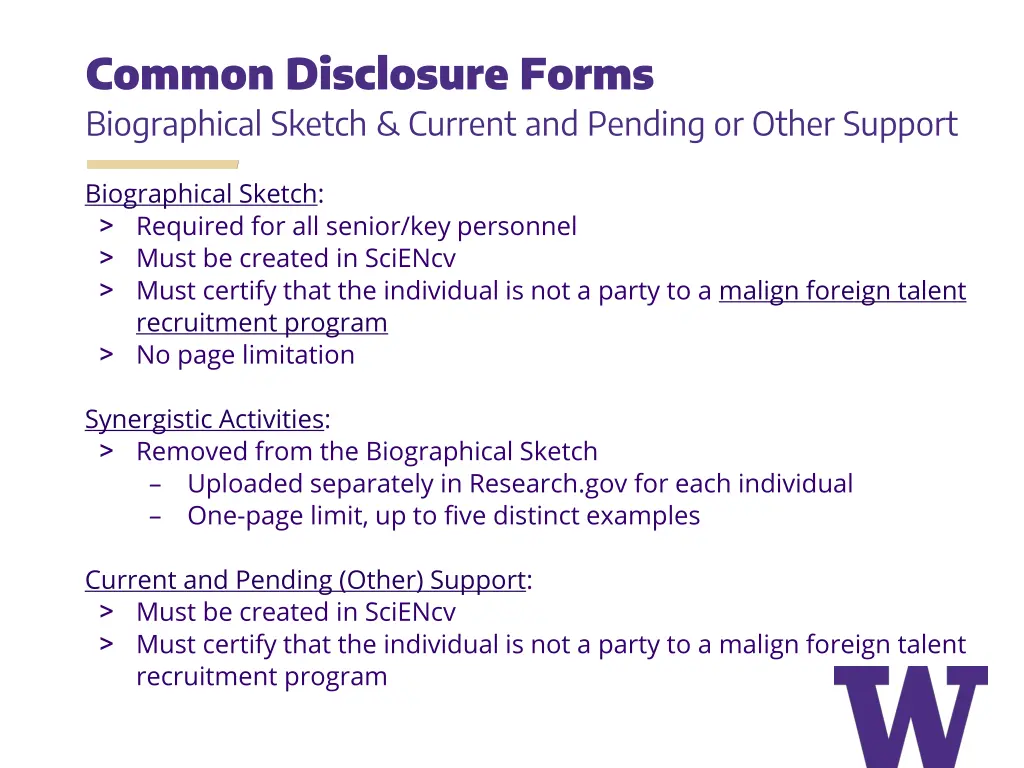common disclosure forms biographical sketch 1