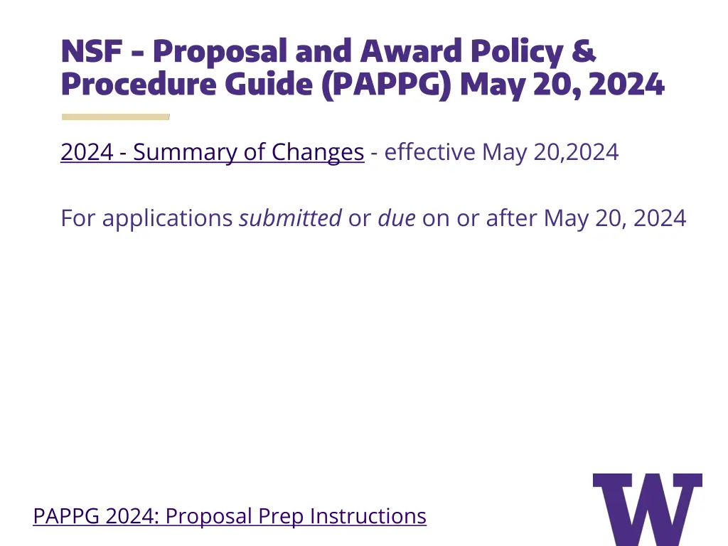 nsf proposal and award policy procedure guide