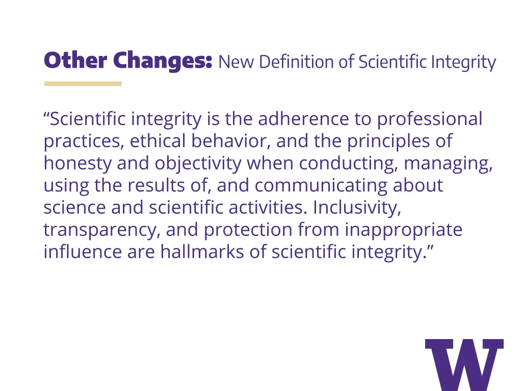 other changes new definition of scientific