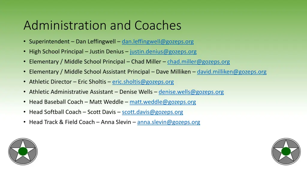 administration and coaches