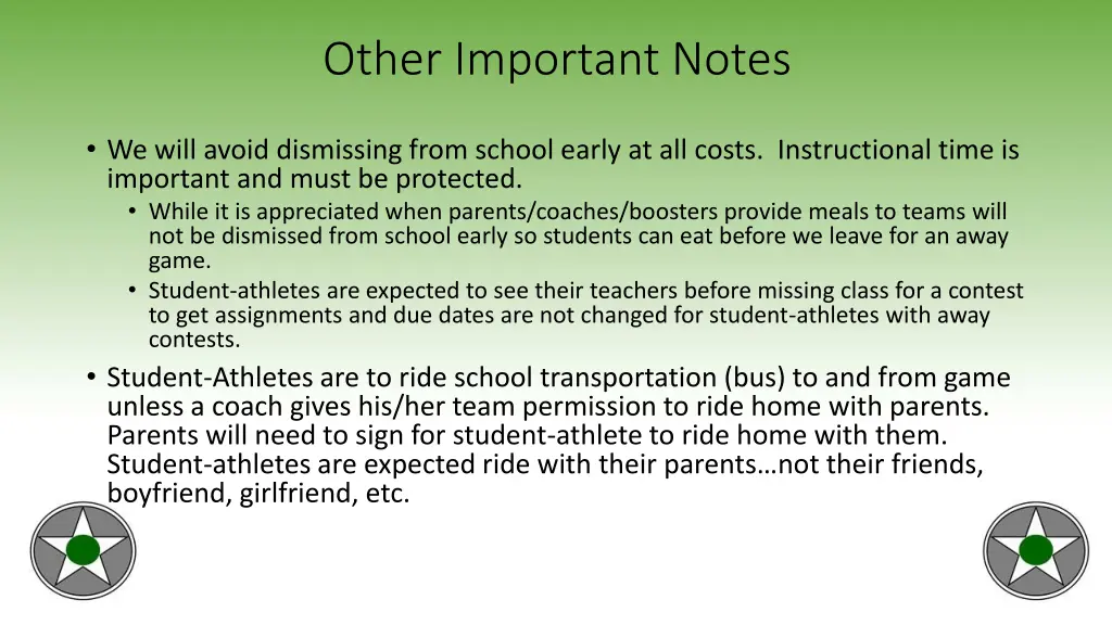 other important notes