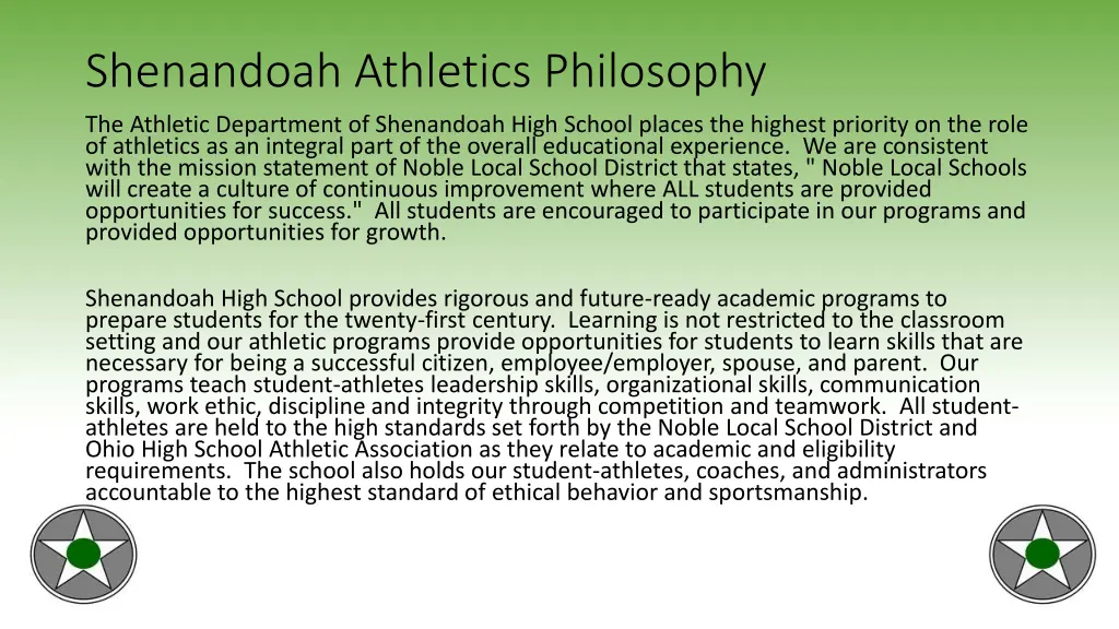 shenandoah athletics philosophy