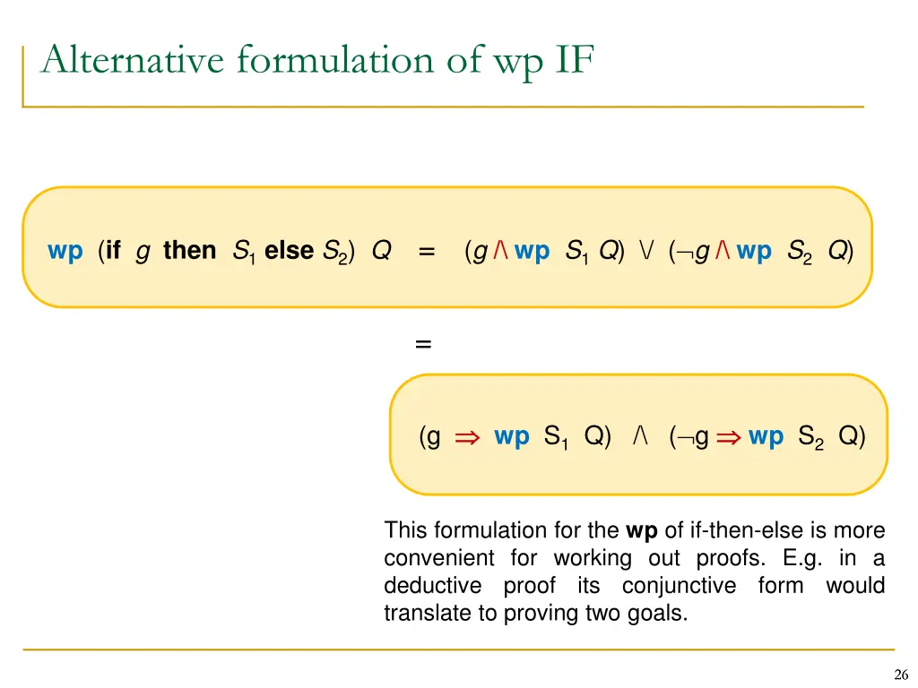 alternative formulation of wp if