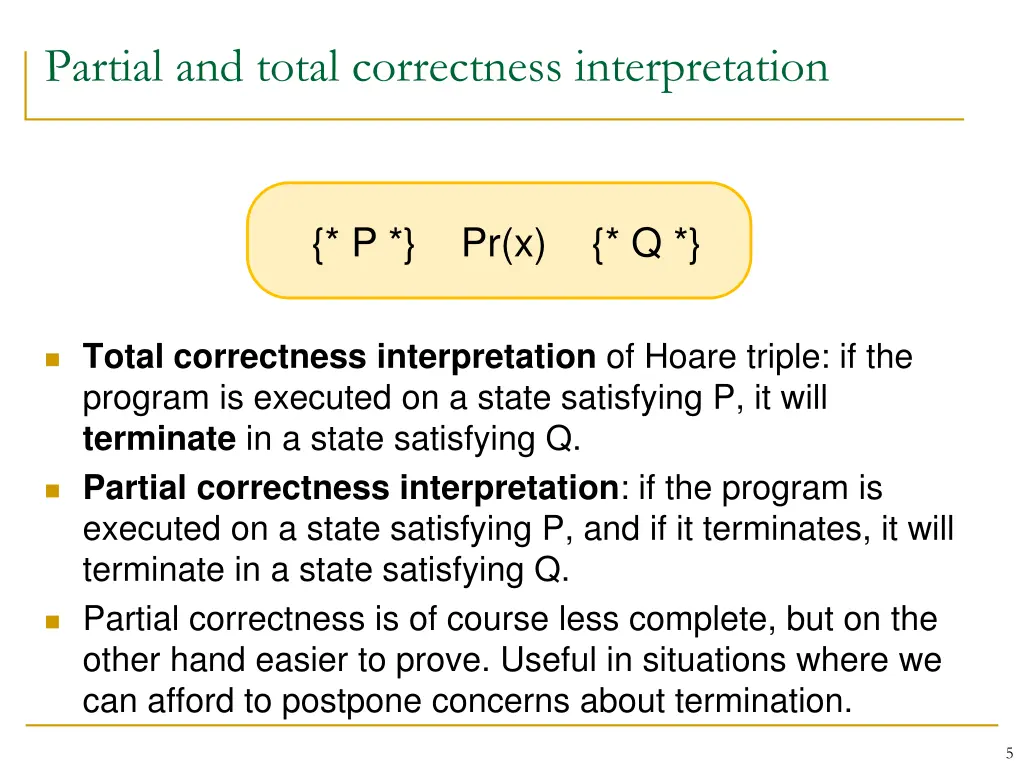 partial and total correctness interpretation