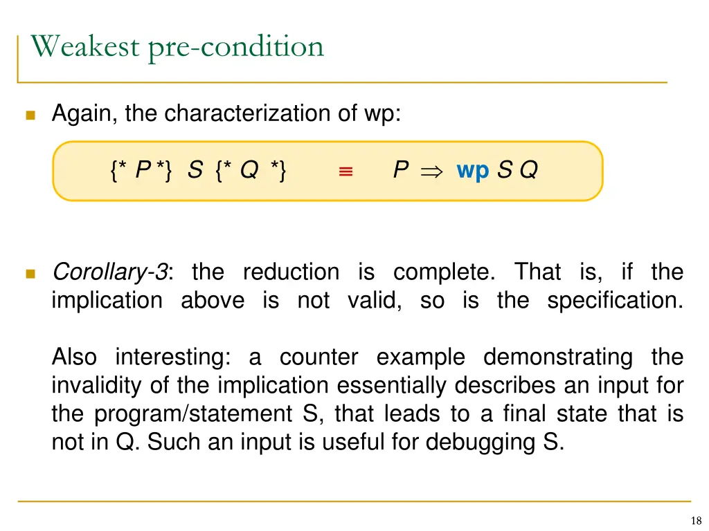 weakest pre condition 1