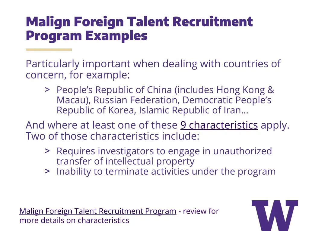 malign foreign talent recruitment program examples