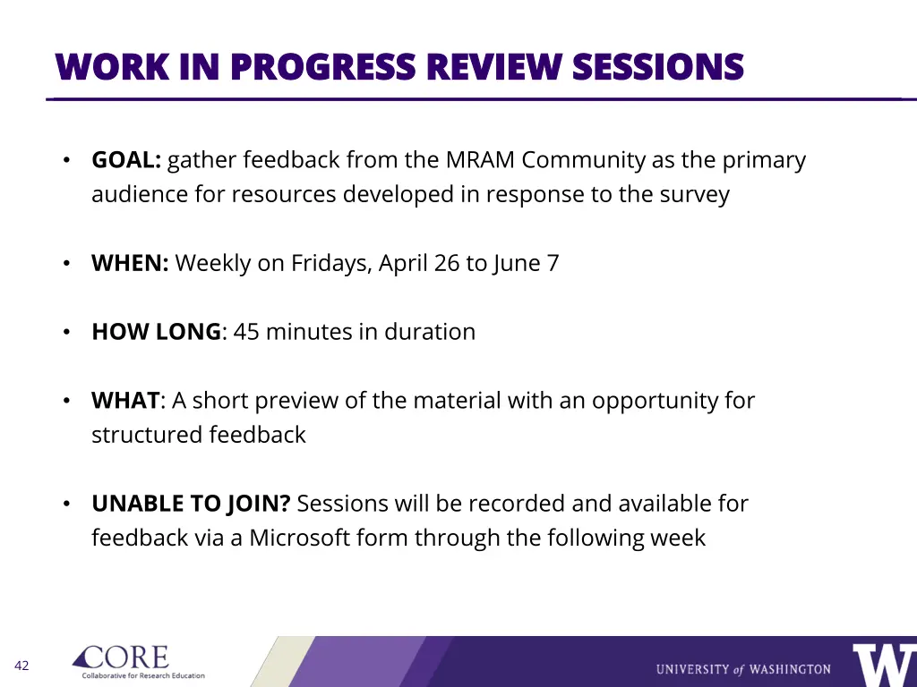 work in progress review sessions work in progress
