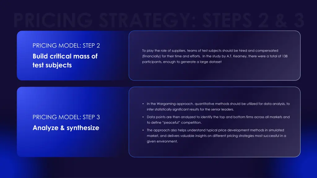 pricing model step 2 build critical mass of test