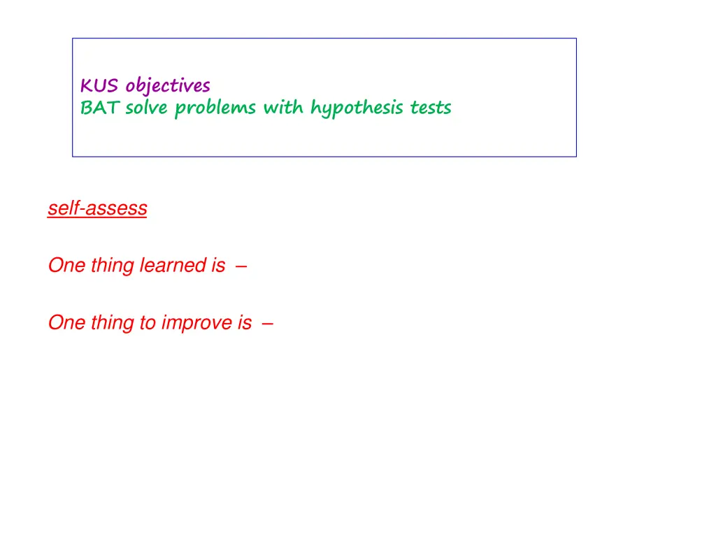 kus objectives bat solve problems with hypothesis